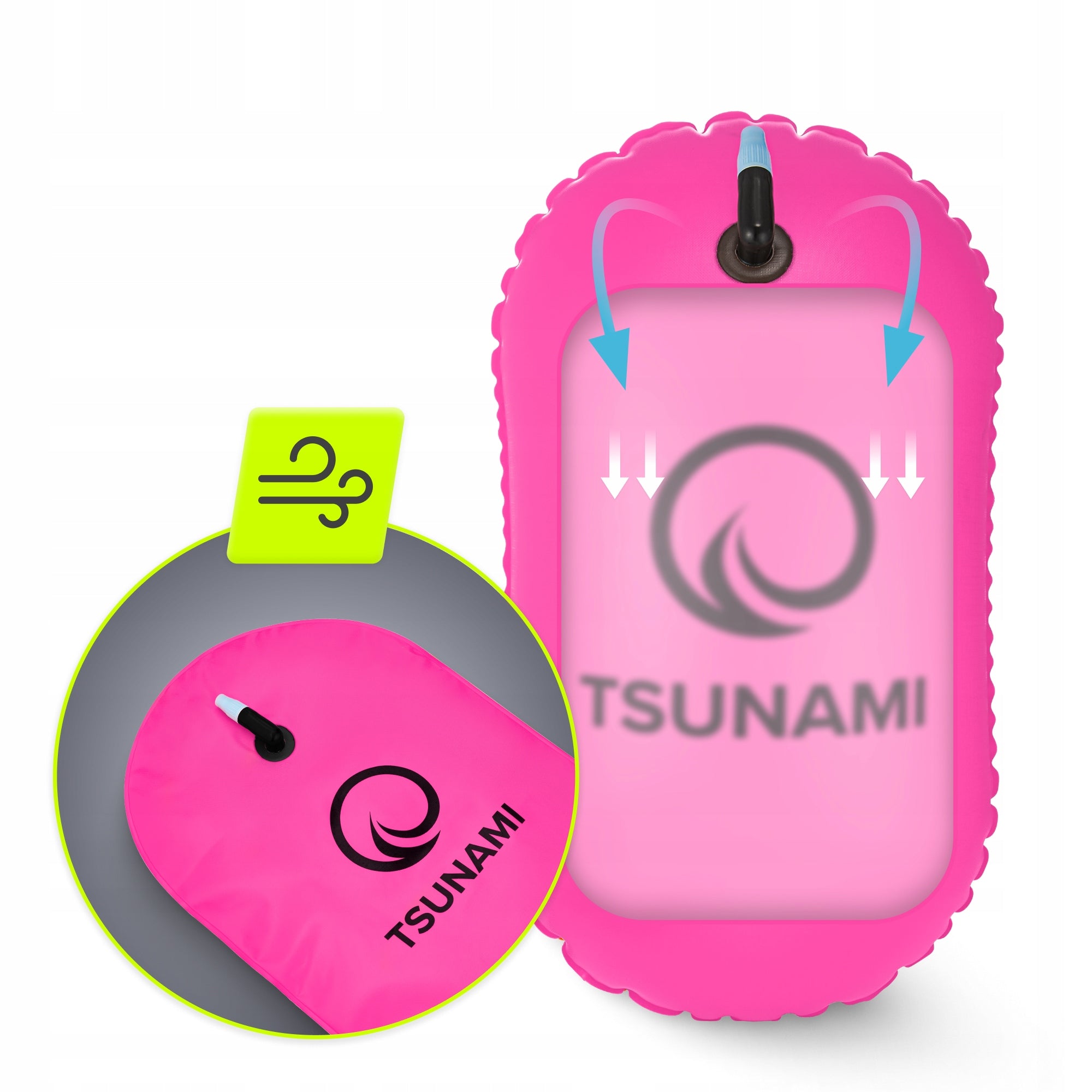 BUOY SAFETY BUOY INFLATABLE FOR SWIMMING DRY POCKET TSUNAMI BASIC Model Bojka asekuracyjna BASIC różowa