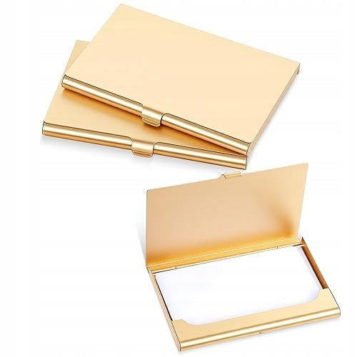 BUSINESS CARD CASE ALUMINUM GOLD SLIM FOR BUSINESS SET OF 3 PCS metal