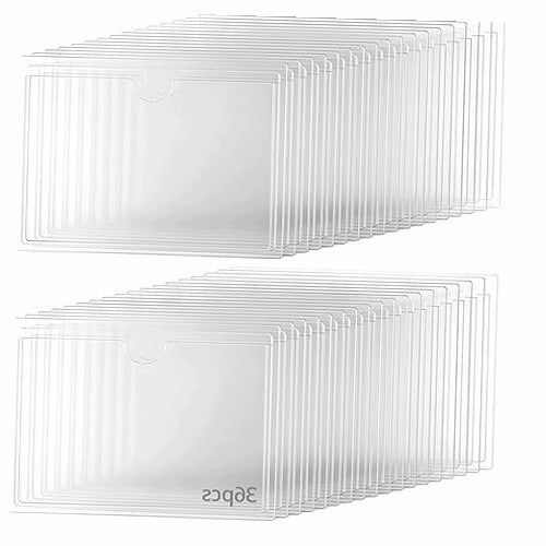 BUSINESS CARD HOLDERS SELF-ADHESIVE PCW TRANSPARENT OFFICE SCHOOL 36 PCS