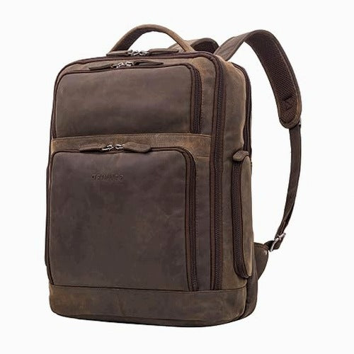 BUSINESS VINTAGE LEATHER MEN'S LAPTOP BACKPACK 17 INCHES FOR OFFICE