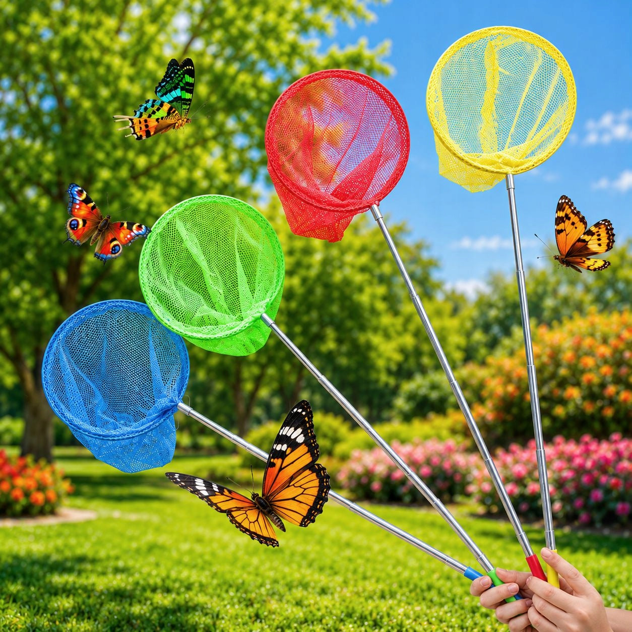 BUTTERFLY NET INSECTS FISH FOLDING TELESCOPIC FOR CHILDREN'S POOL 83cm Packaging status original