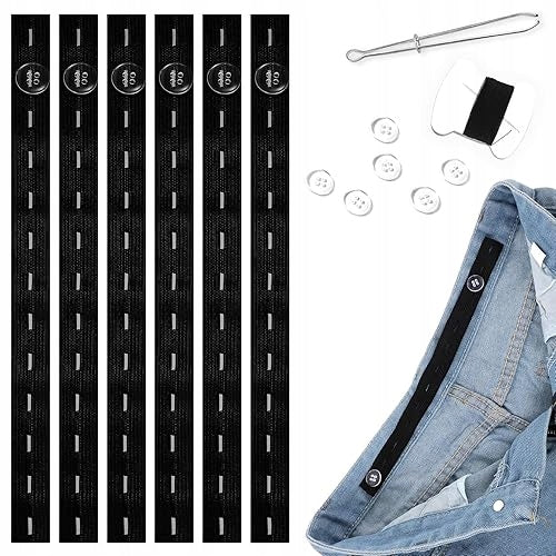 BUTTON TENSIONER FOR TROUSERS WAIST ADJUSTER FOR WOMEN MEN CHILDREN 6 PCS.