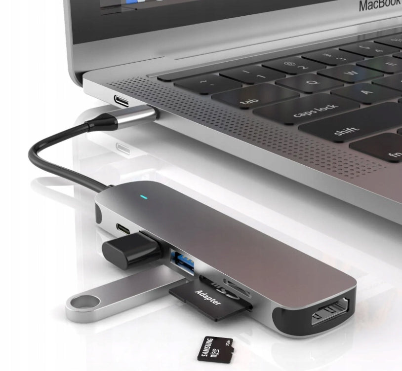 BX6H 6-in-1 USB-C HUB HDMI Adapter USB SD MicroSD Compact