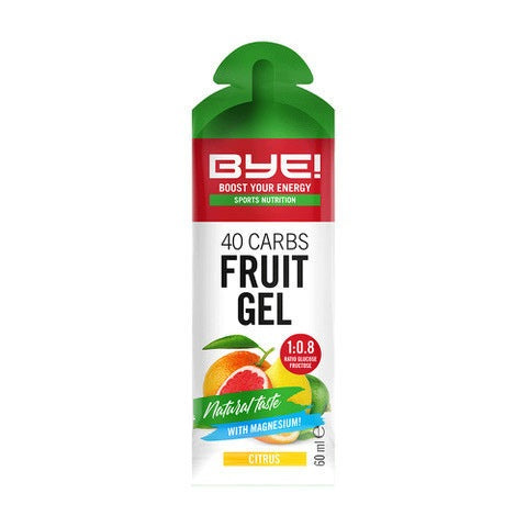 BYE! 40 Carbs Fruit Gel 60 ml (citrus) high energy gel with magnesium