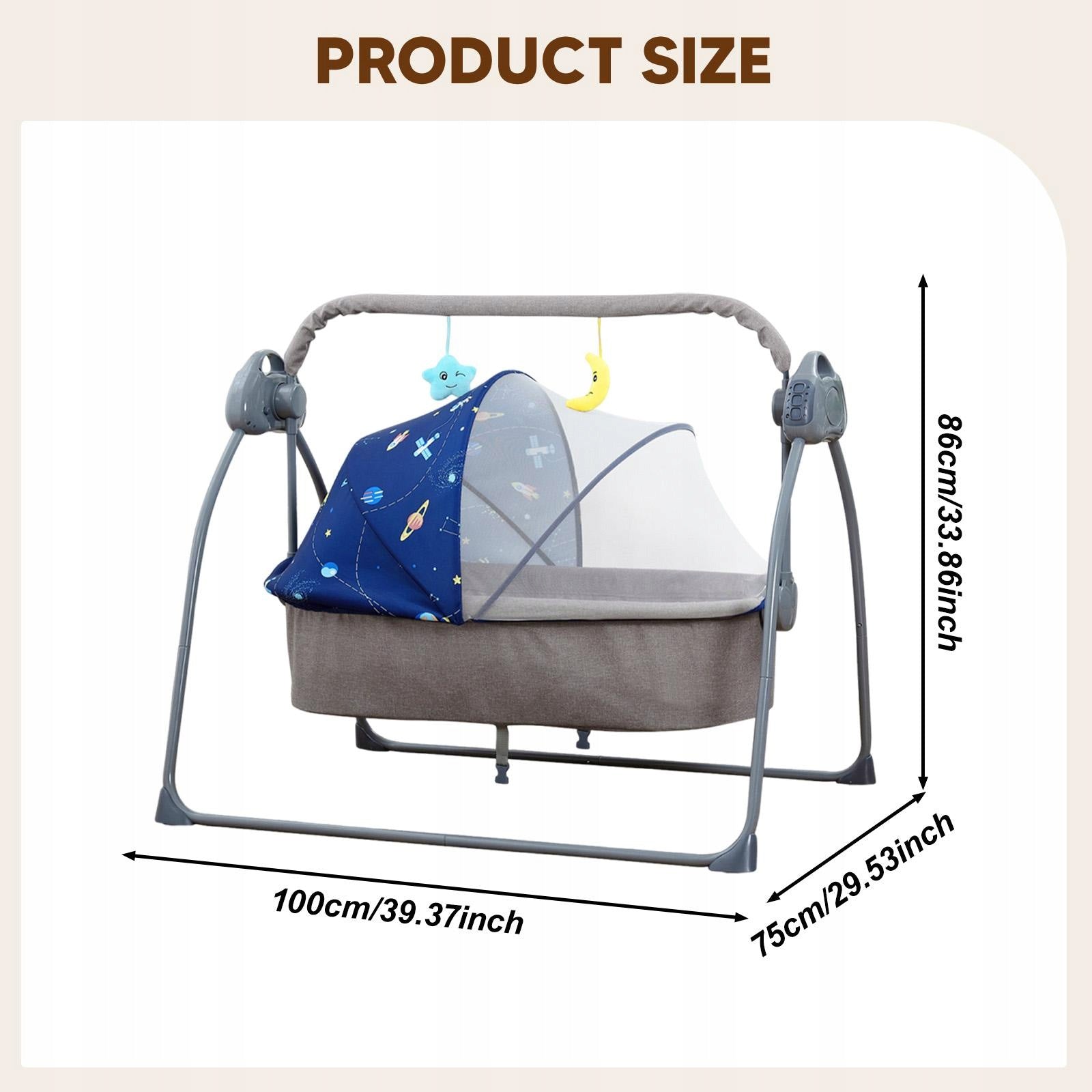 Baby Bassinet Auto Rocking Bassinet Comfortable Musical Folding Timer blue Brand no brand