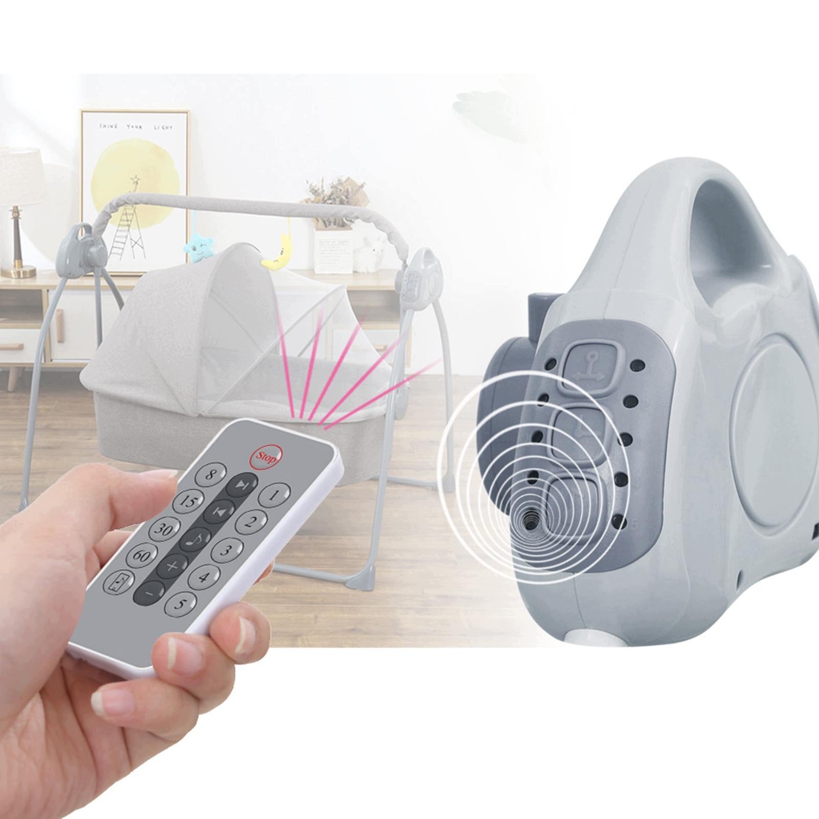 Baby Bassinet Auto Rocking Bassinet Comfortable Musical Folding Timer gray Packaging status original