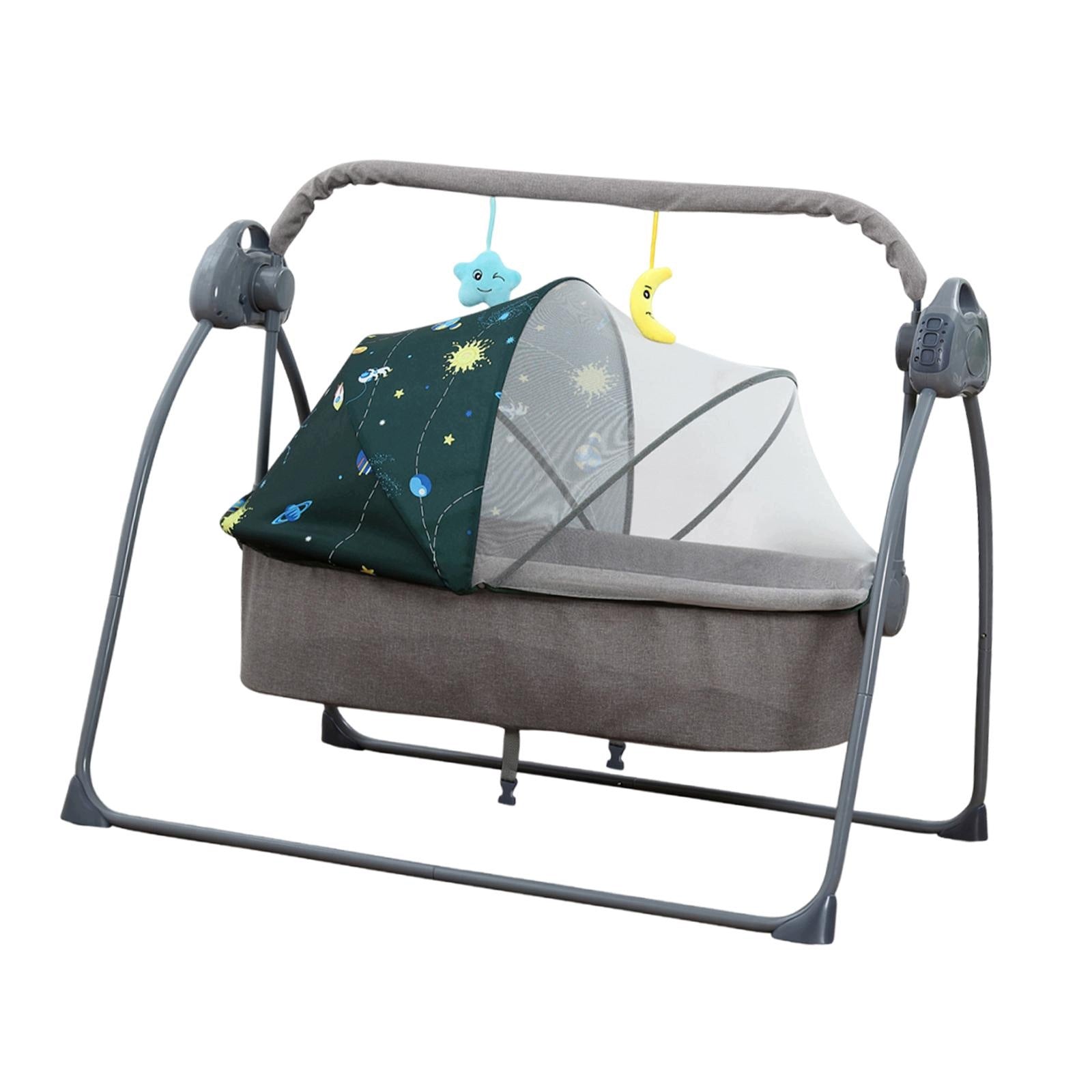 Baby Bassinet Auto Rocking Bassinet Comfortable Musical Folding Timer green