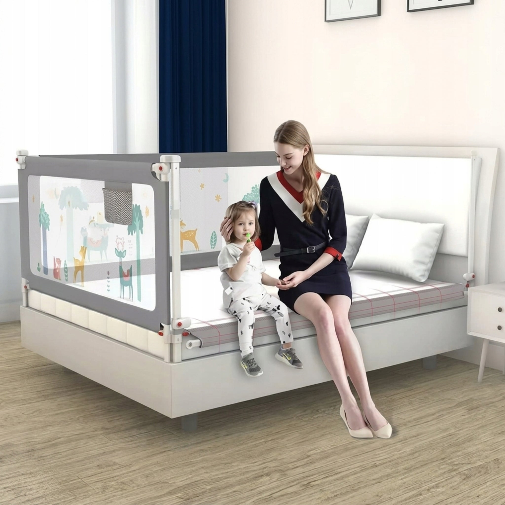 Baby Bed Protective Barrier Folding Adjustable 200 cm Grey Manufacturer code 5906826441063