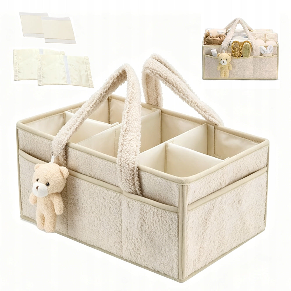 Baby Diaper Organizer with Handle, Portable Diaper Basket