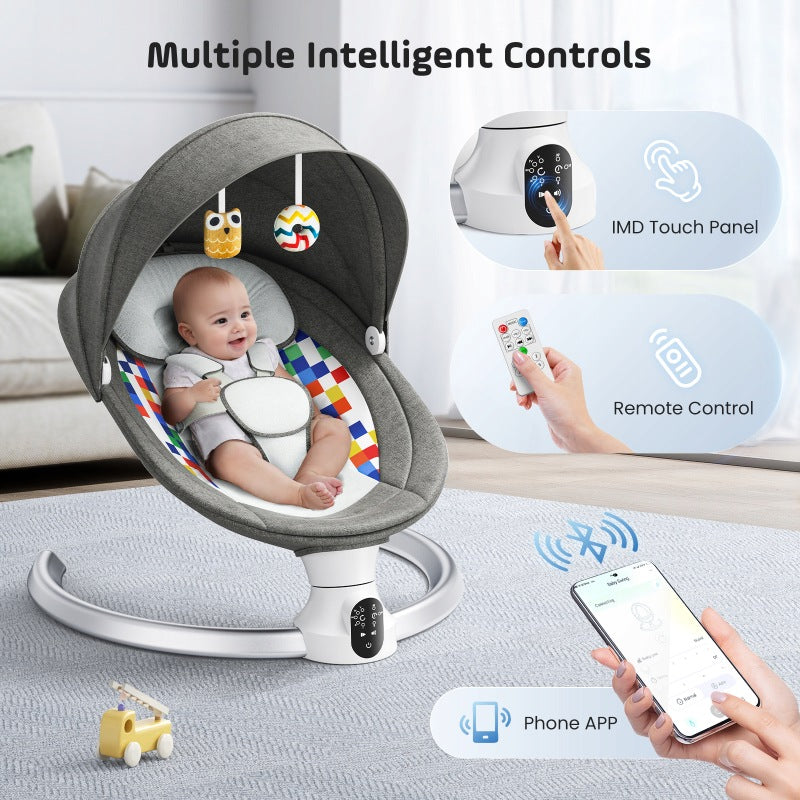 Baby Electric Rocker APP Control 5-Point Belts 0-9kg Manufacturer code Grey