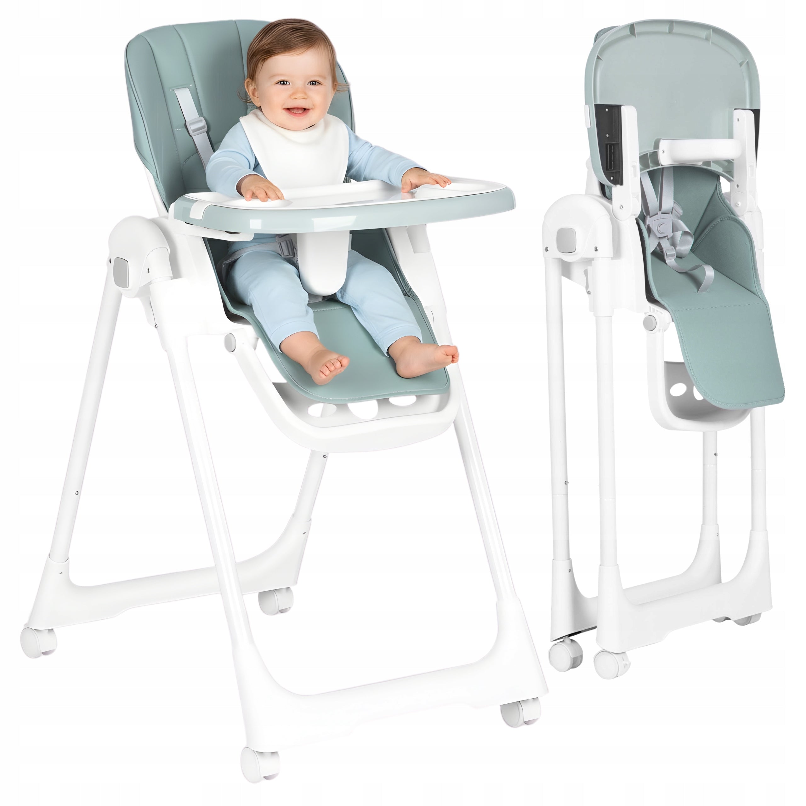 Baby Feeding Chair Folding Seat Adjustable Tray Belts