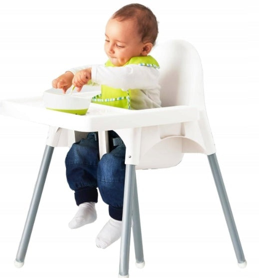 Baby Feeding Chair White Seat 2in1 + Tray + Belts