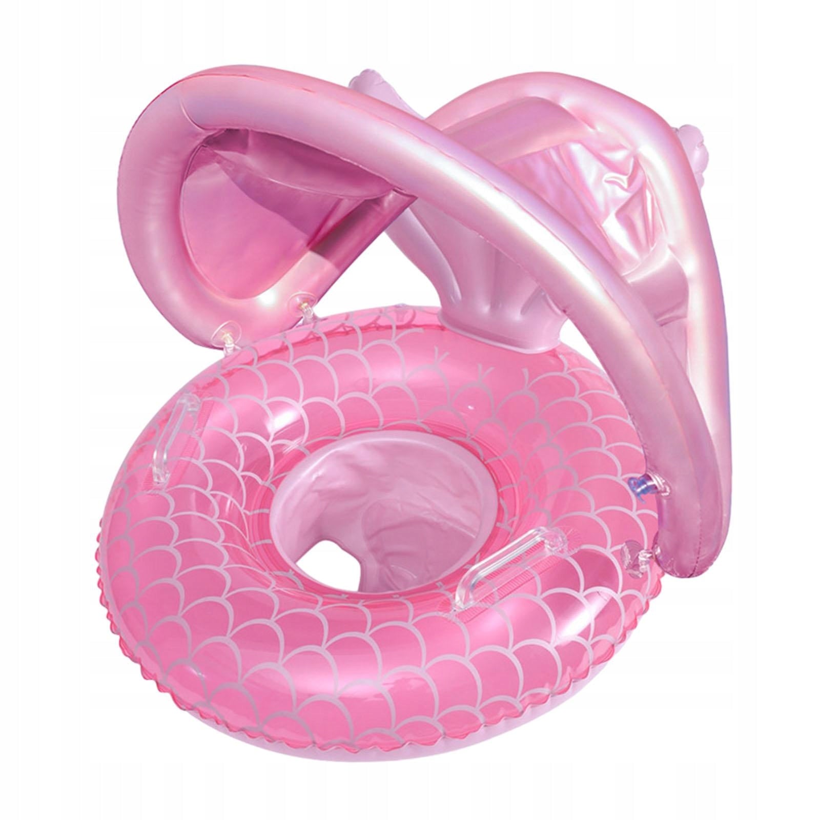 Baby Float PVC with Canopy Swim Trainer Bathtub Detachable Swimming Pink