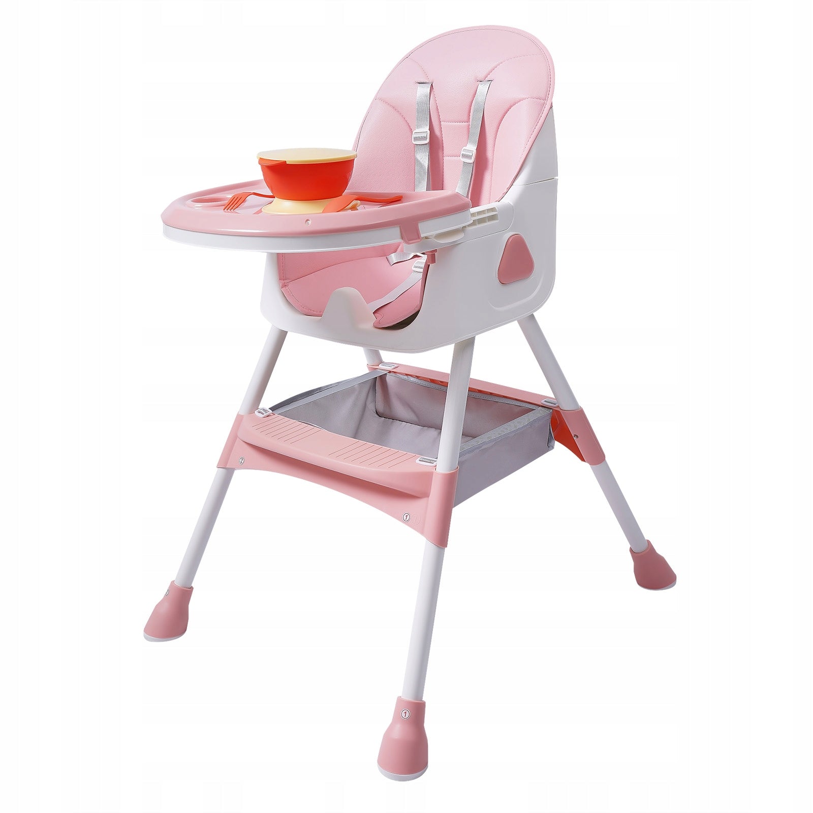 Baby High Chair, 2-in-1 Pink High Chair for Babies with Footrest,78*60*94cm