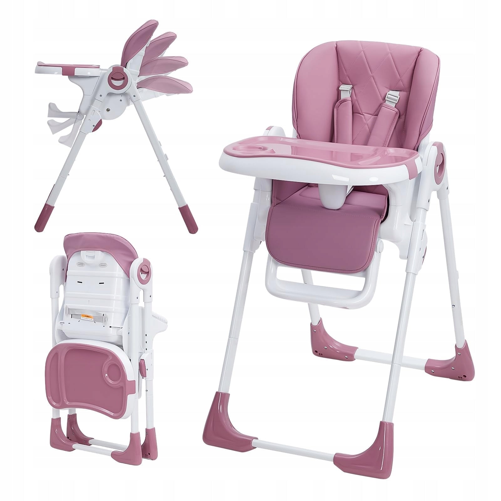 Baby High Chair,Adjustable Folding Chair w/ 7Height Levels,5Point Harness