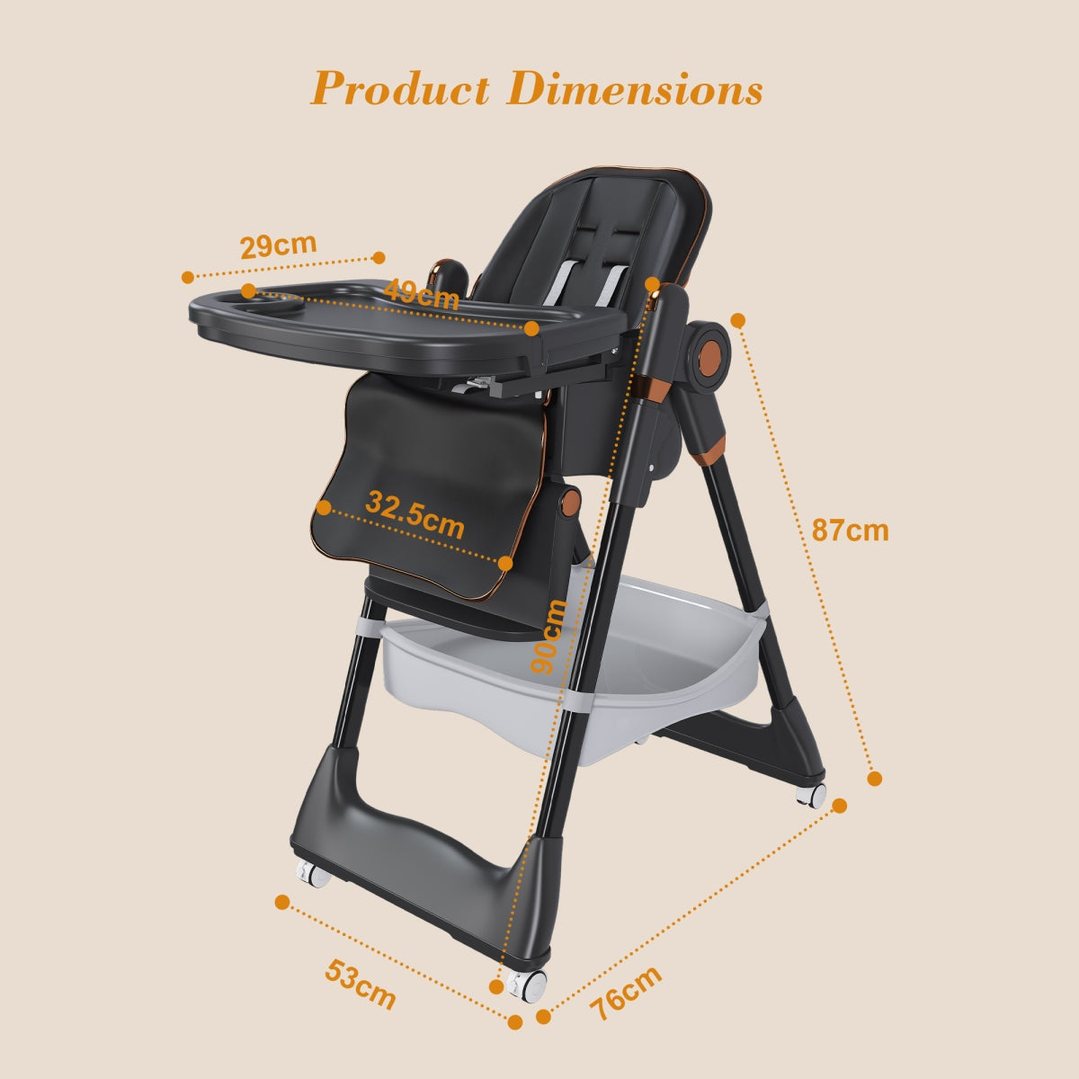 Baby Highchair 0-6 Years Black Adjustable Manufacturer code W1198P480169