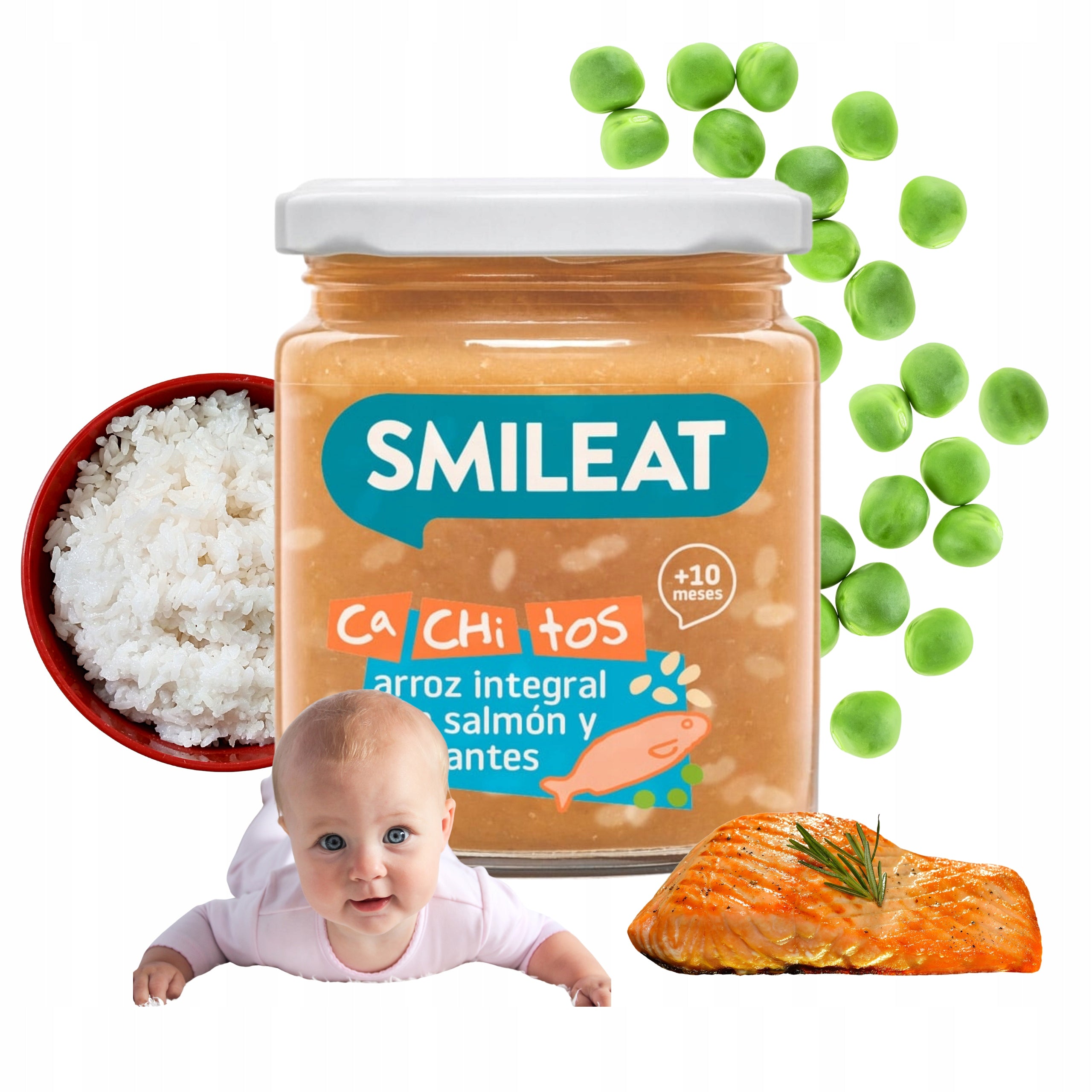 Baby Lunch Bio Peas With Salmon Organic Jar 230 G Smileat