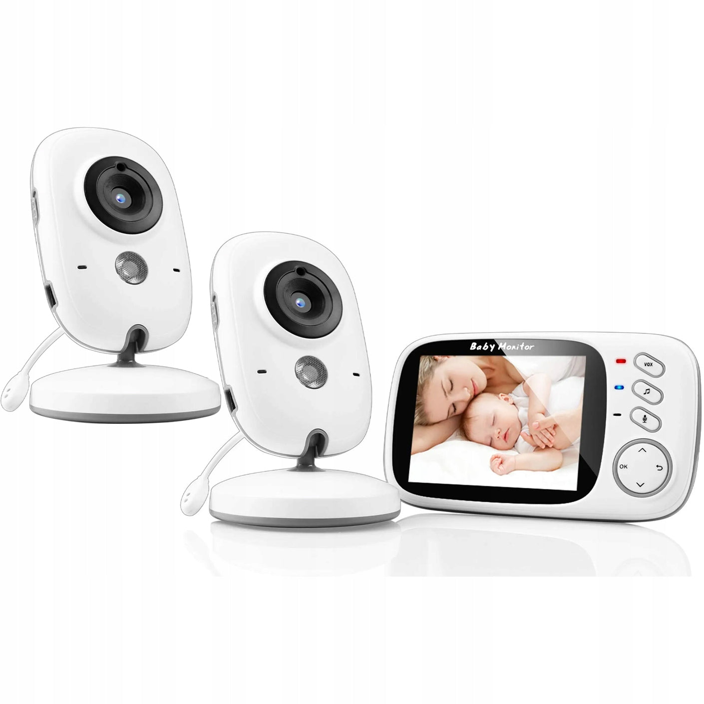 Baby Monitor 2 HD Camera 3.2'' LCD Live Night Mode Wireless