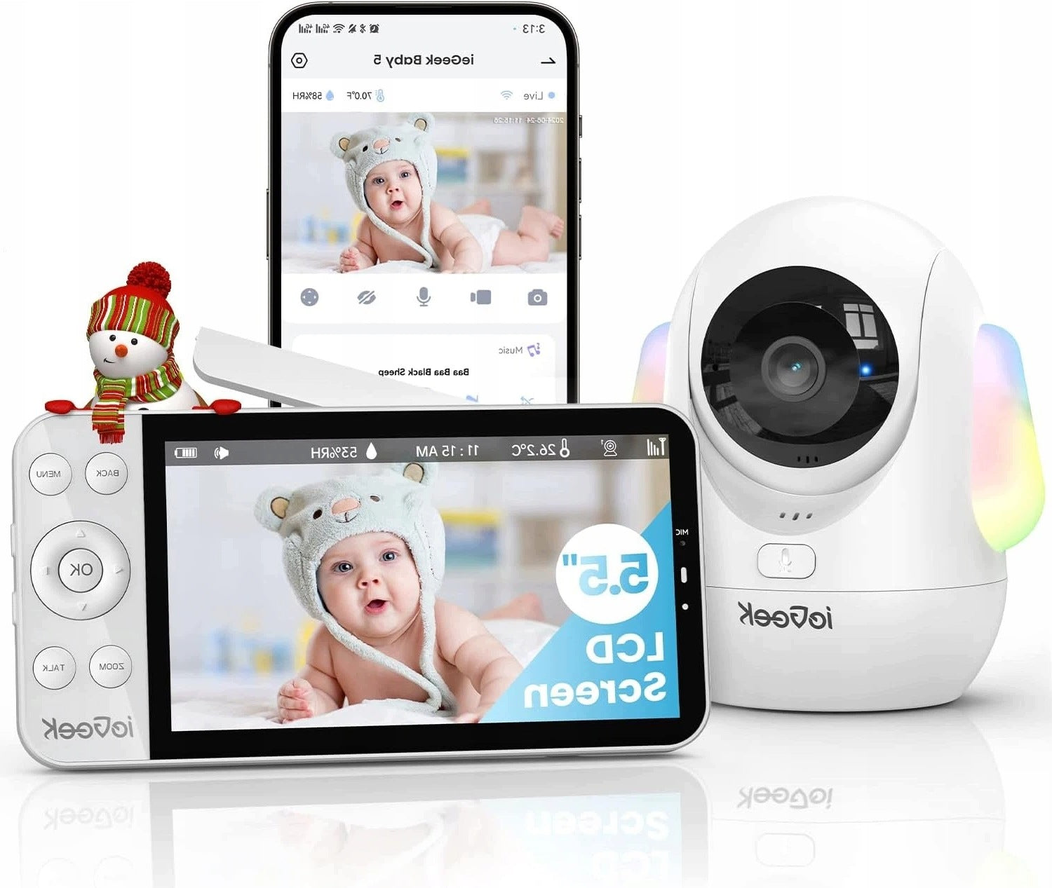 Baby Monitor 2K Baby Camera 5.5'' LCD WiFi 4MP With PTZ Camera
