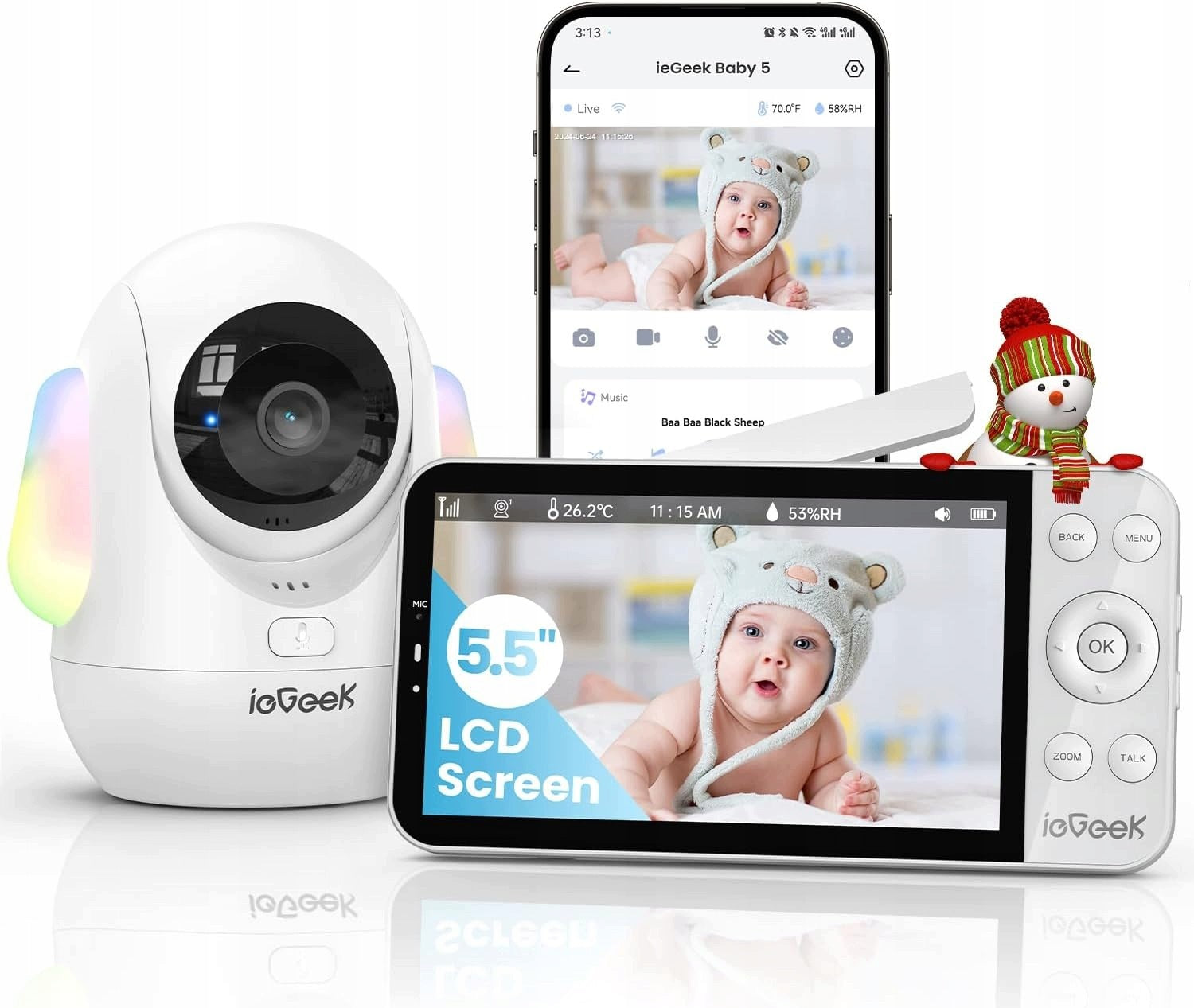 Baby Monitor 5.5'' 2K Camera 4MP WiFi PTZ 355° Baby Monitor Medical device no
