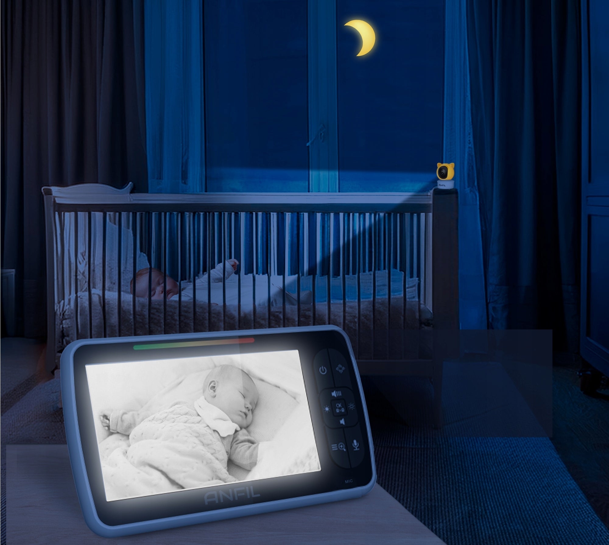 Baby Monitor ANFIL with Camera 5 Inch Two-Way Audio-Night Vision-VOX Mode Manufacturer code BM-01