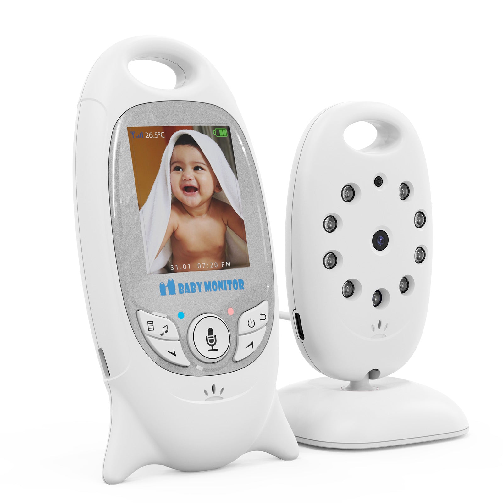 Baby Monitor Electronic HD Live Camera Night Mode 2.0" LCD VOX Video Batteries included yes