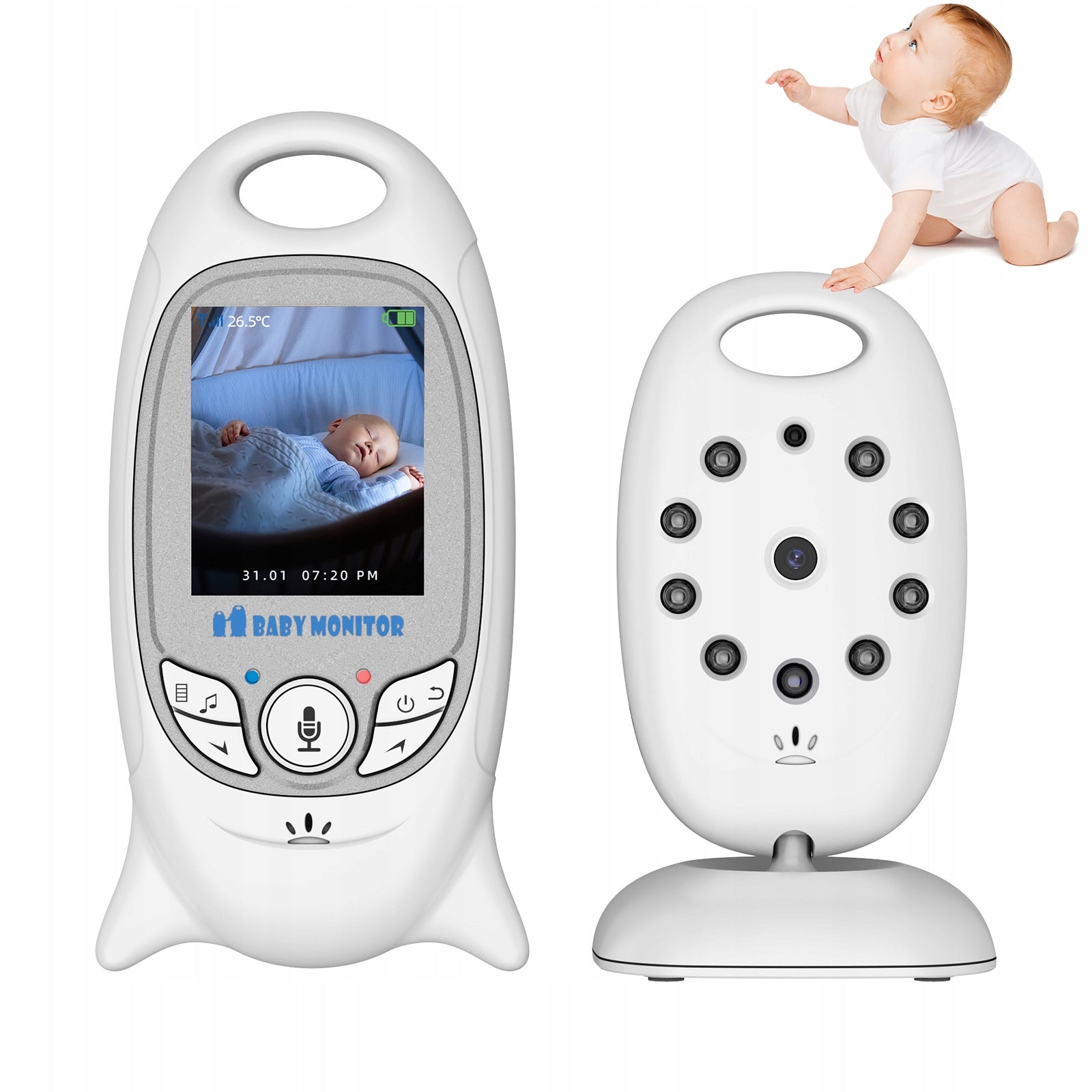 Baby Monitor Electronic HD Live Camera Night Mode 2.0" LCD VOX With MICROPHONE