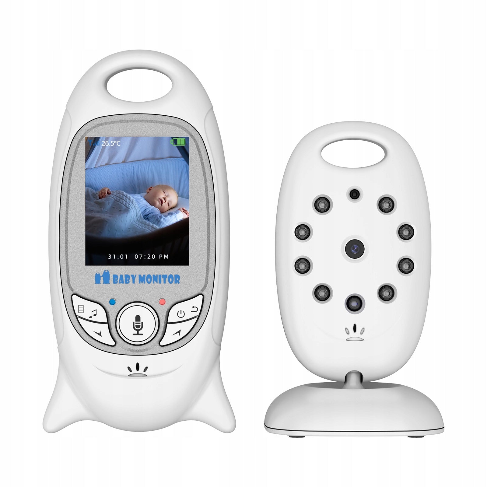 Baby Monitor Electronic Video 8 Lullabies 2.0" LCD VOX Camera