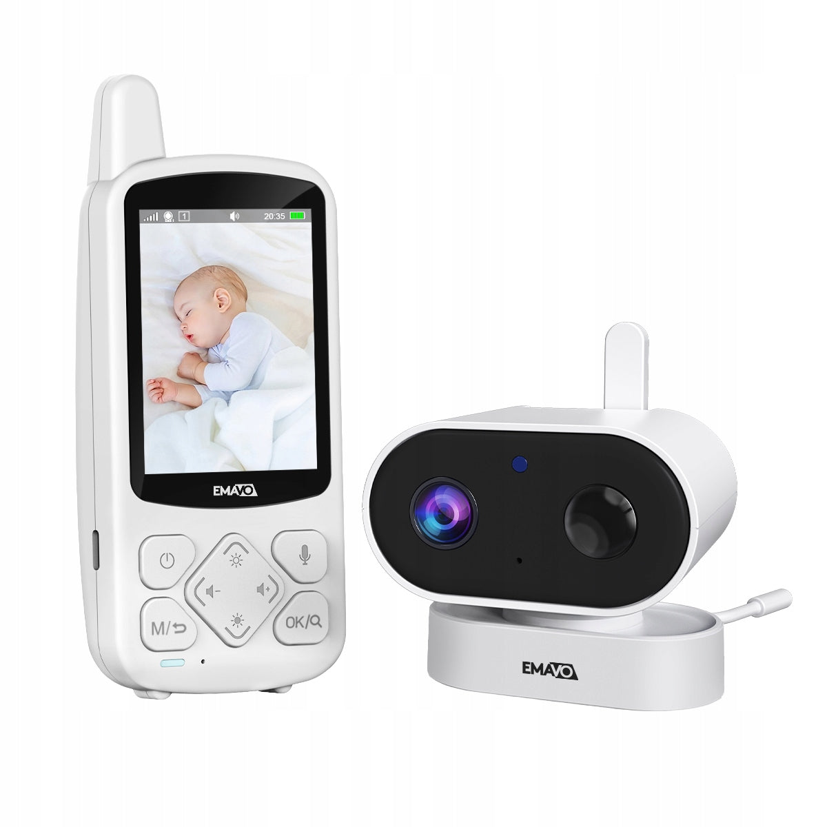 Baby Monitor Emavo Camera Night Mode Audio HD VOX Crying Detection Packaging status original