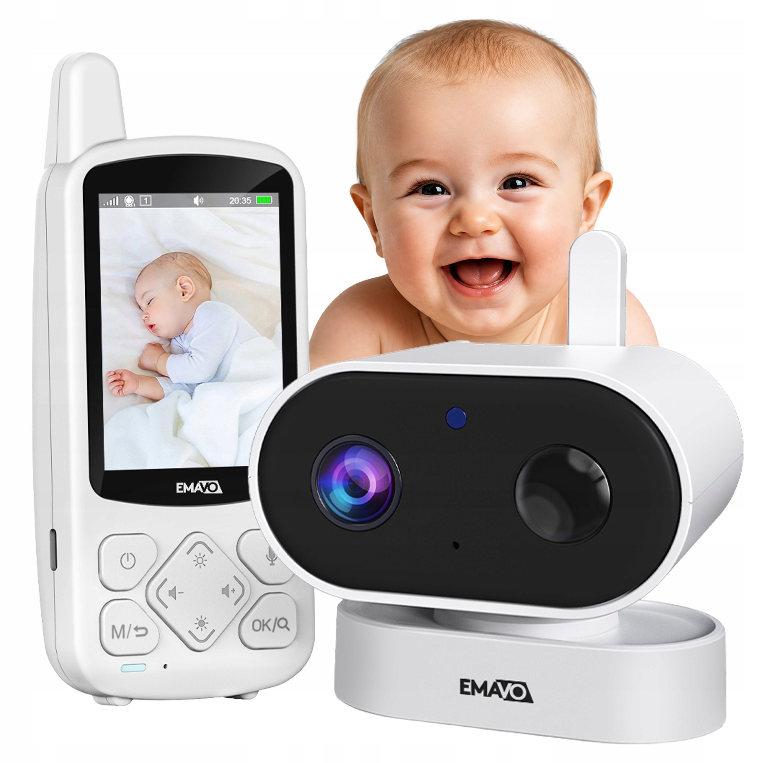 Baby Monitor Emavo Camera Night Mode Audio HD VOX Crying Detection
