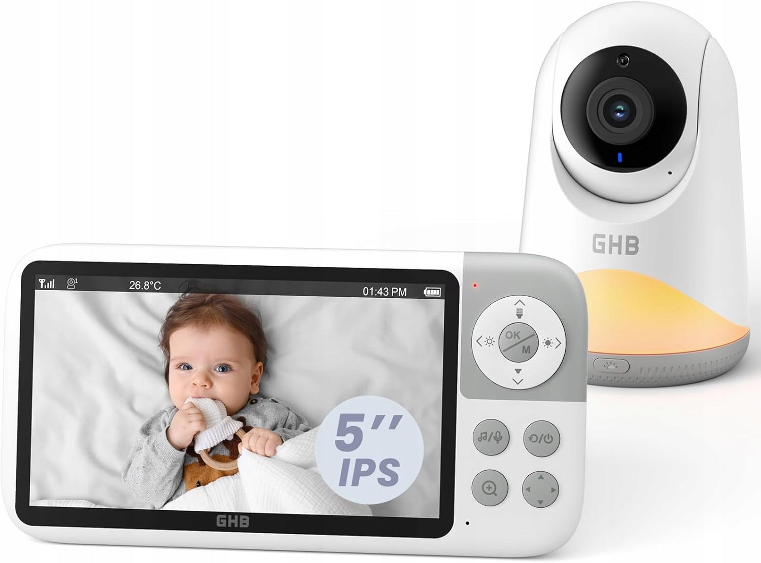 Baby Monitor GBH Video 5″ HD 720p PTZ Camera LIVE VOX Night Vision
