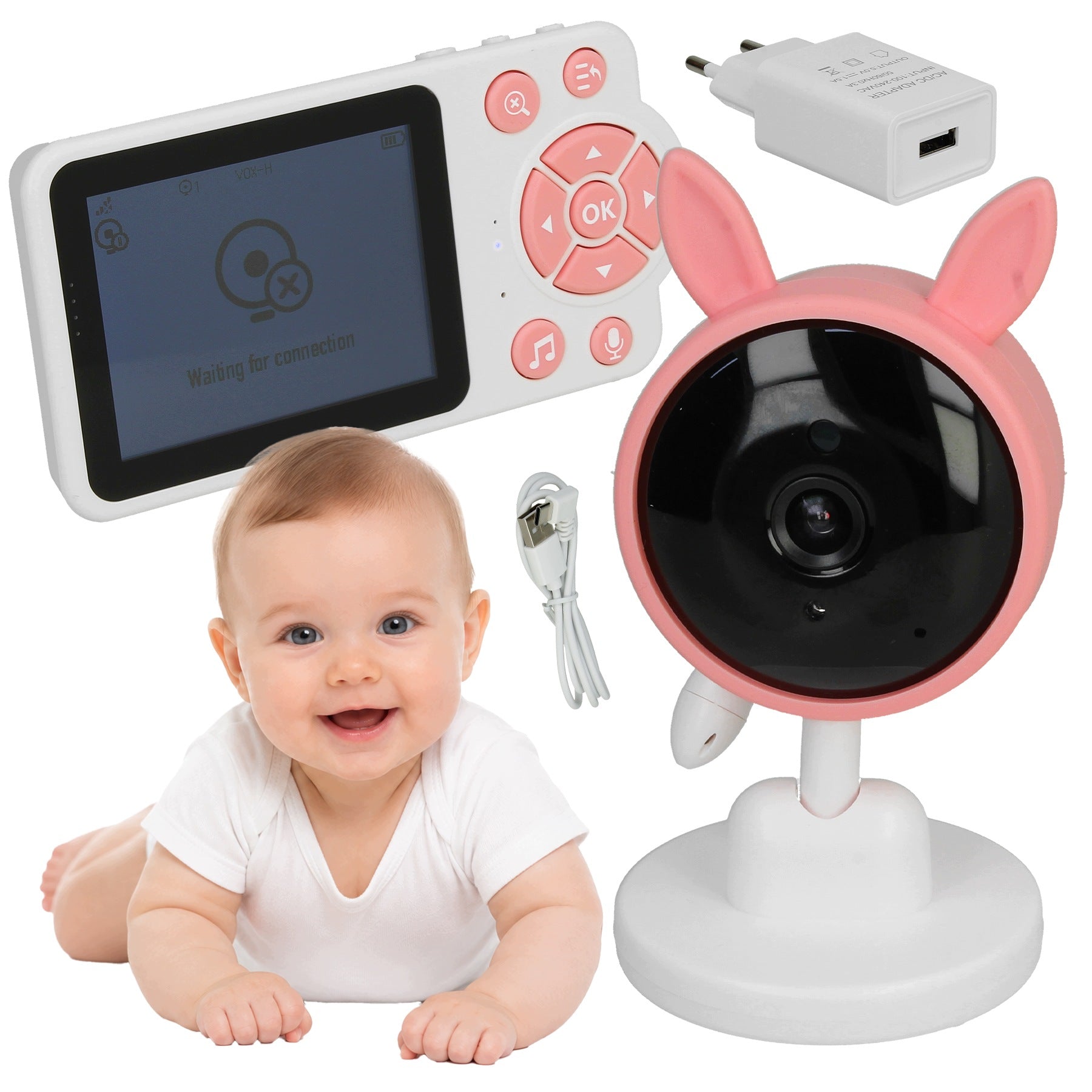 Baby Monitor Live Camera IR LED LCD 2,8" Lullabies Microphone 50m Packaging status original