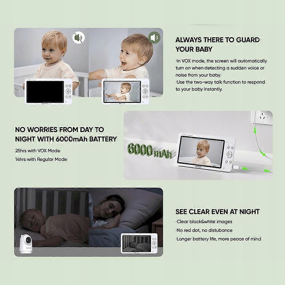 Baby Monitor Video 7 Cali Camera Rotating Battery 6000mAh 720p, Manufacturer code Cyfrowa Niania Wideo 7 Cali BBM03