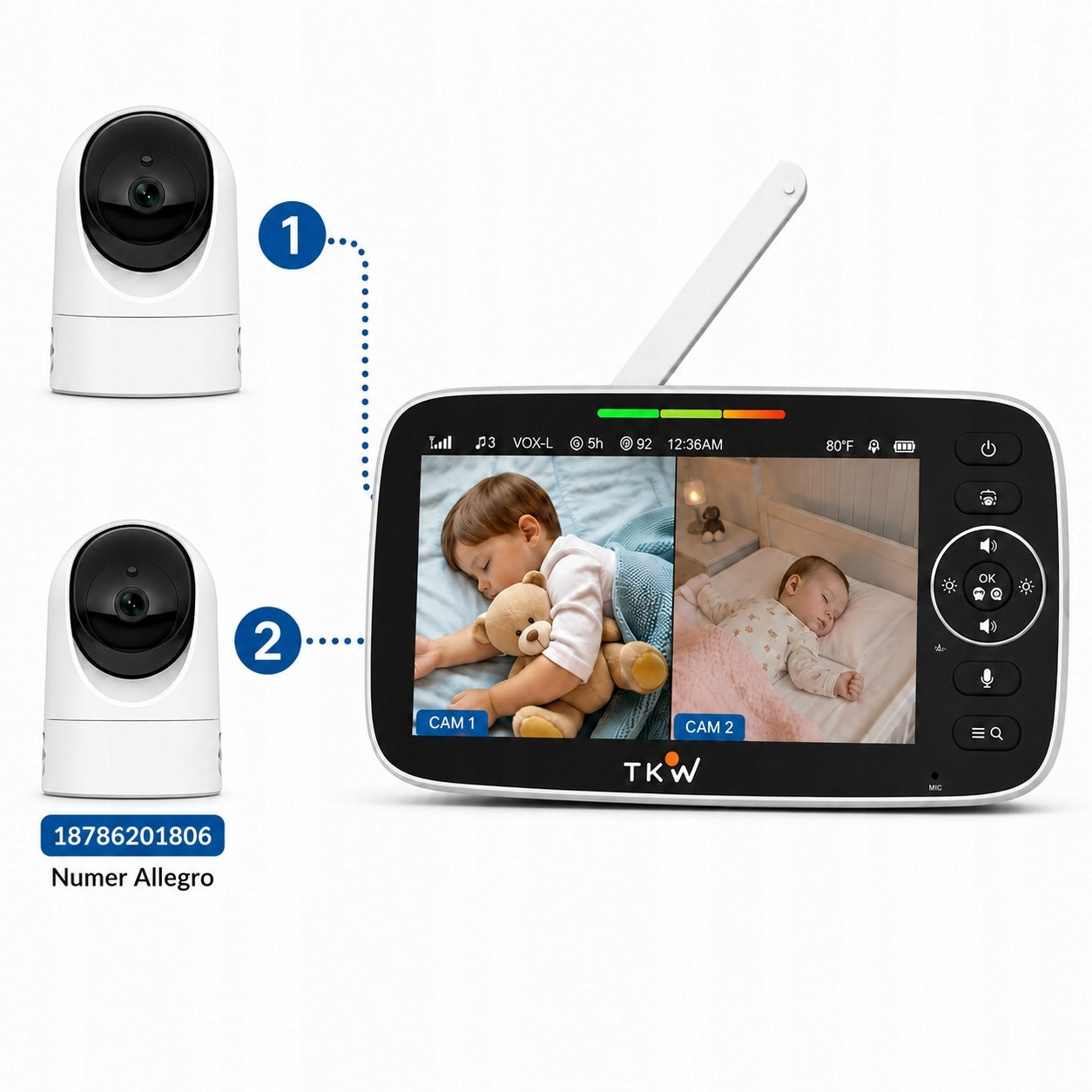 Baby Monitor with Camera 5"HD 20h VOX Rotation 355°Night Vision Long Range Manufacturer code SM530F