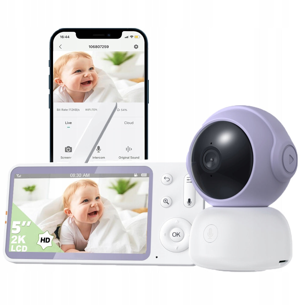 Baby Monitor with Camera and Audio Function 5" Night Vision Display