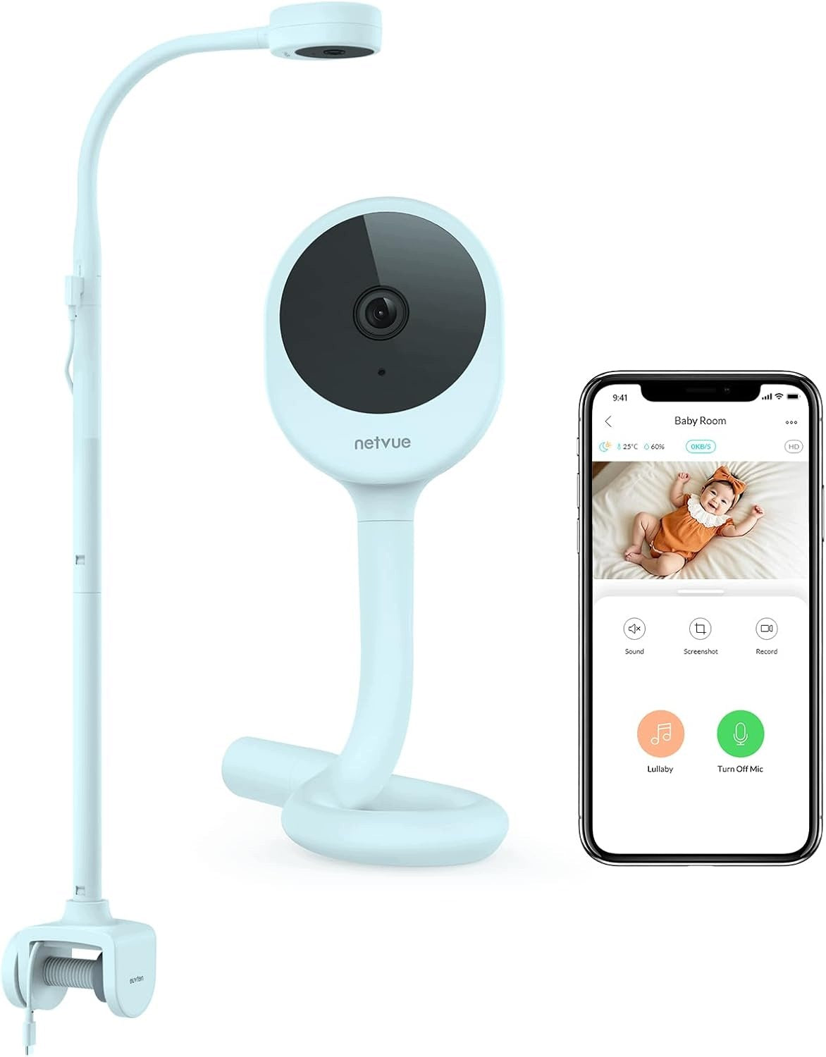 Baby Monitor with Handle NETVUE Peekababy 4 in 1 Sleep Analysis
