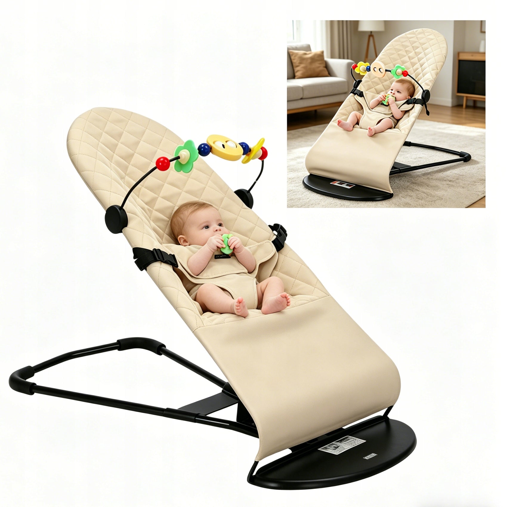 Baby Rocker Lounger Baby Folding Adjustable with Straps