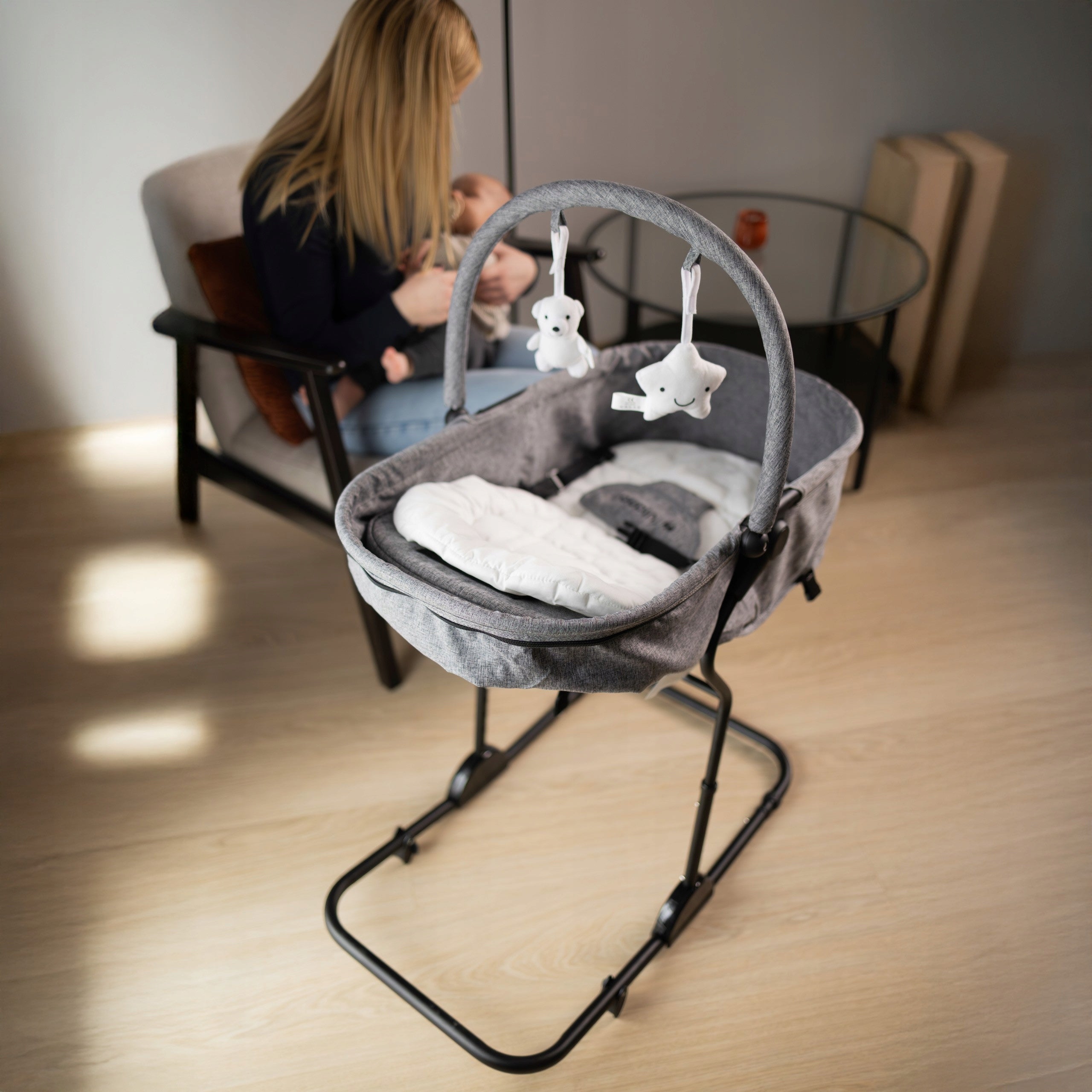 Baby Rocker Lounger TULANO Grey Educational Adjustable Toys Packaging status original