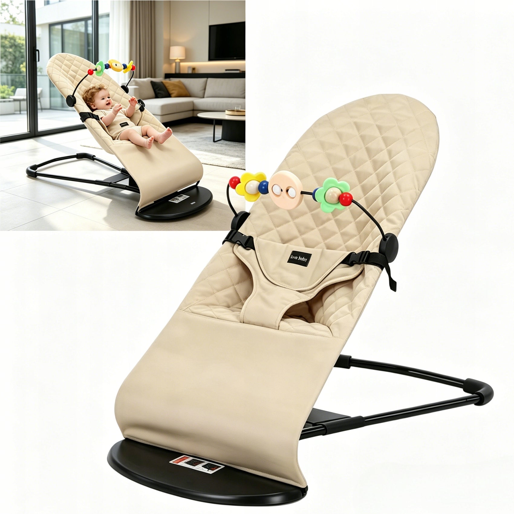 Baby Rocker Sun Lounger Infants Beige SAFETY CERTIFICATES Product weight with unit packaging 1.6 kg