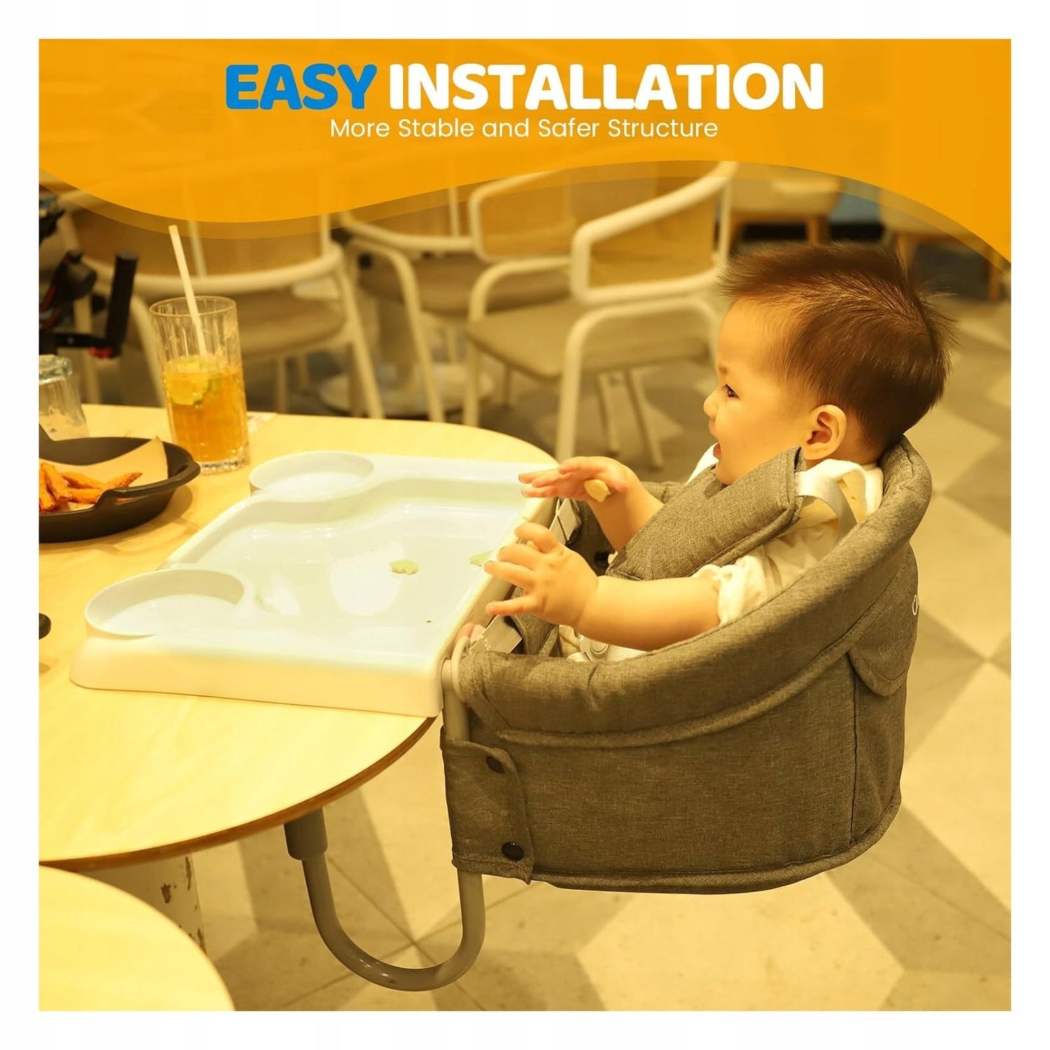 Baby Seat Portable Table Chair with Removable Color white