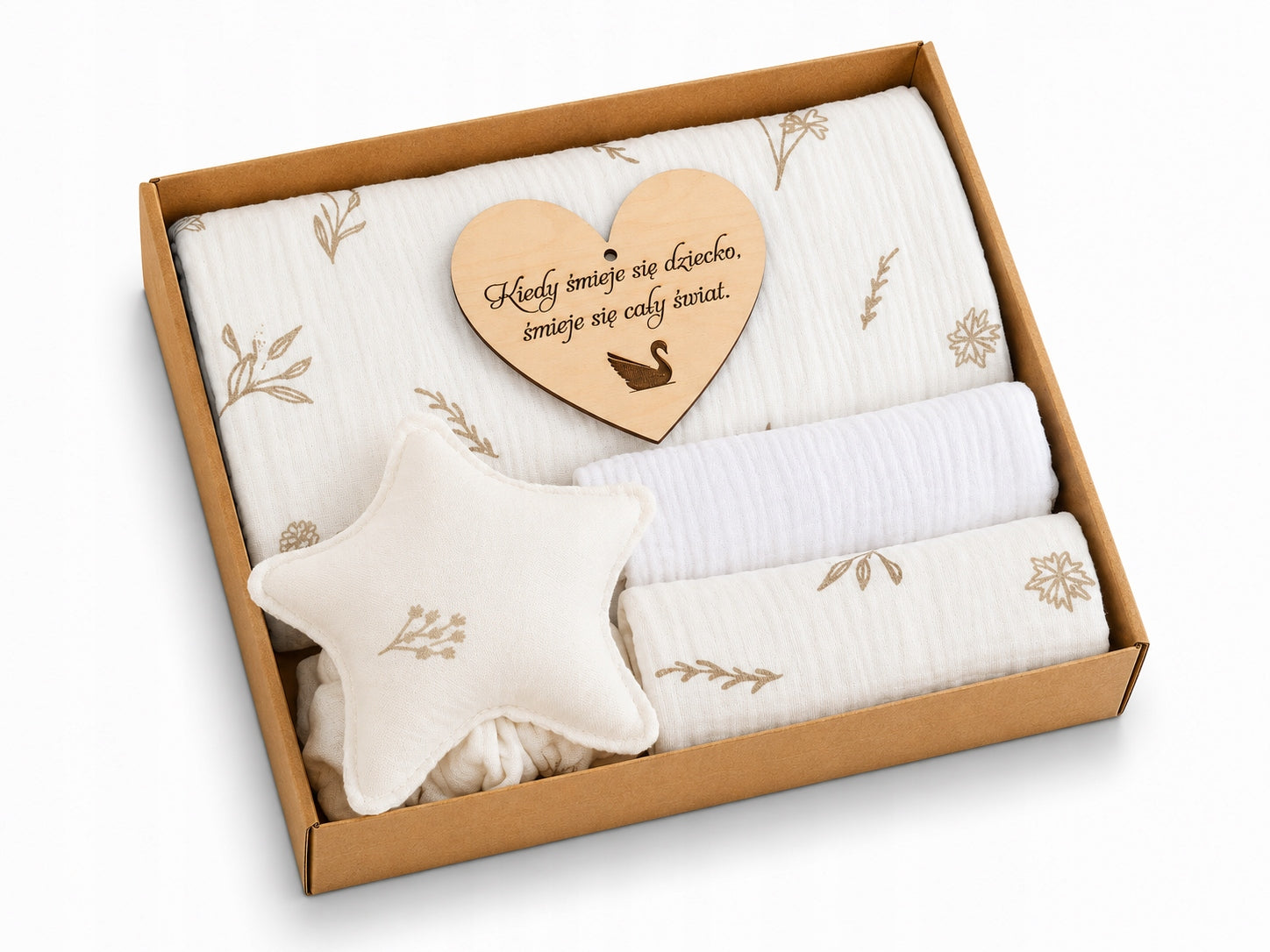 Baby Shower Box Gift: Muslin Swaddle,2×Diapers, Hugging-boho