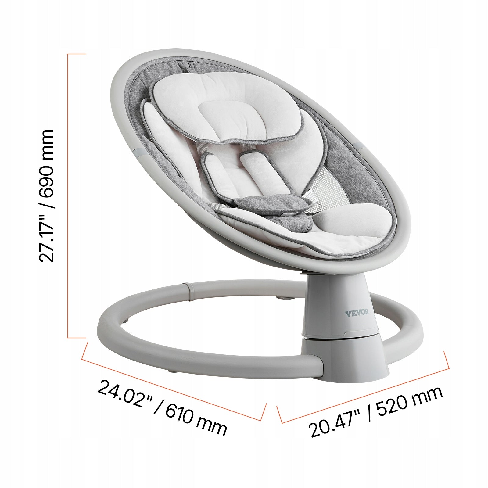 Baby Swing for Infants 5 Speeds Remote Control Bluetooth Lullabies Cushion Brand Vevor