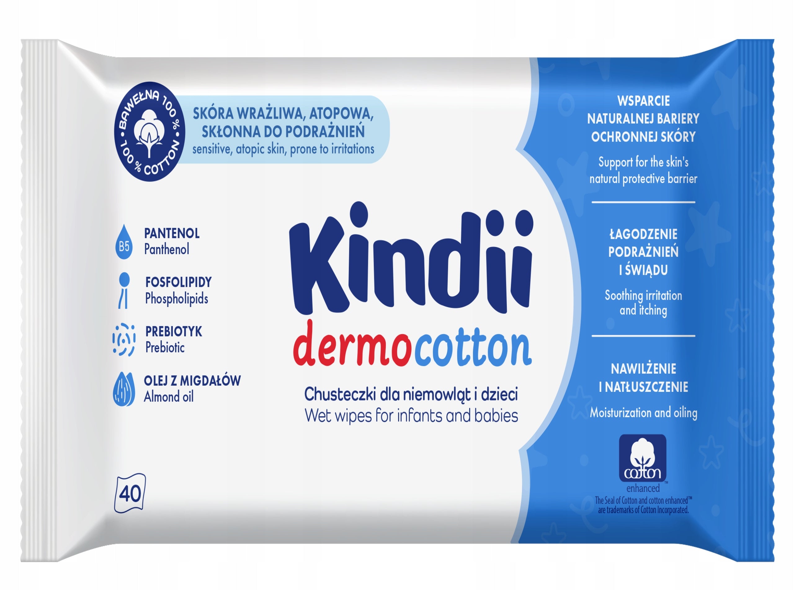 Baby Wet Wipes Dermo Cotton 40 Pcs Sensitive Skin
