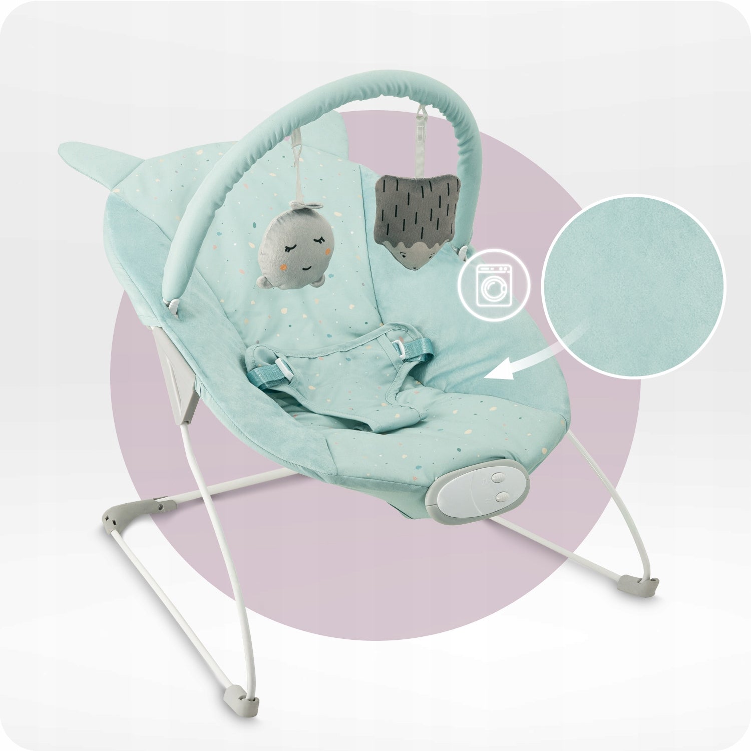 Baby lounger MoMi GLOSSY blue - melodies vibration toy Batteries included no
