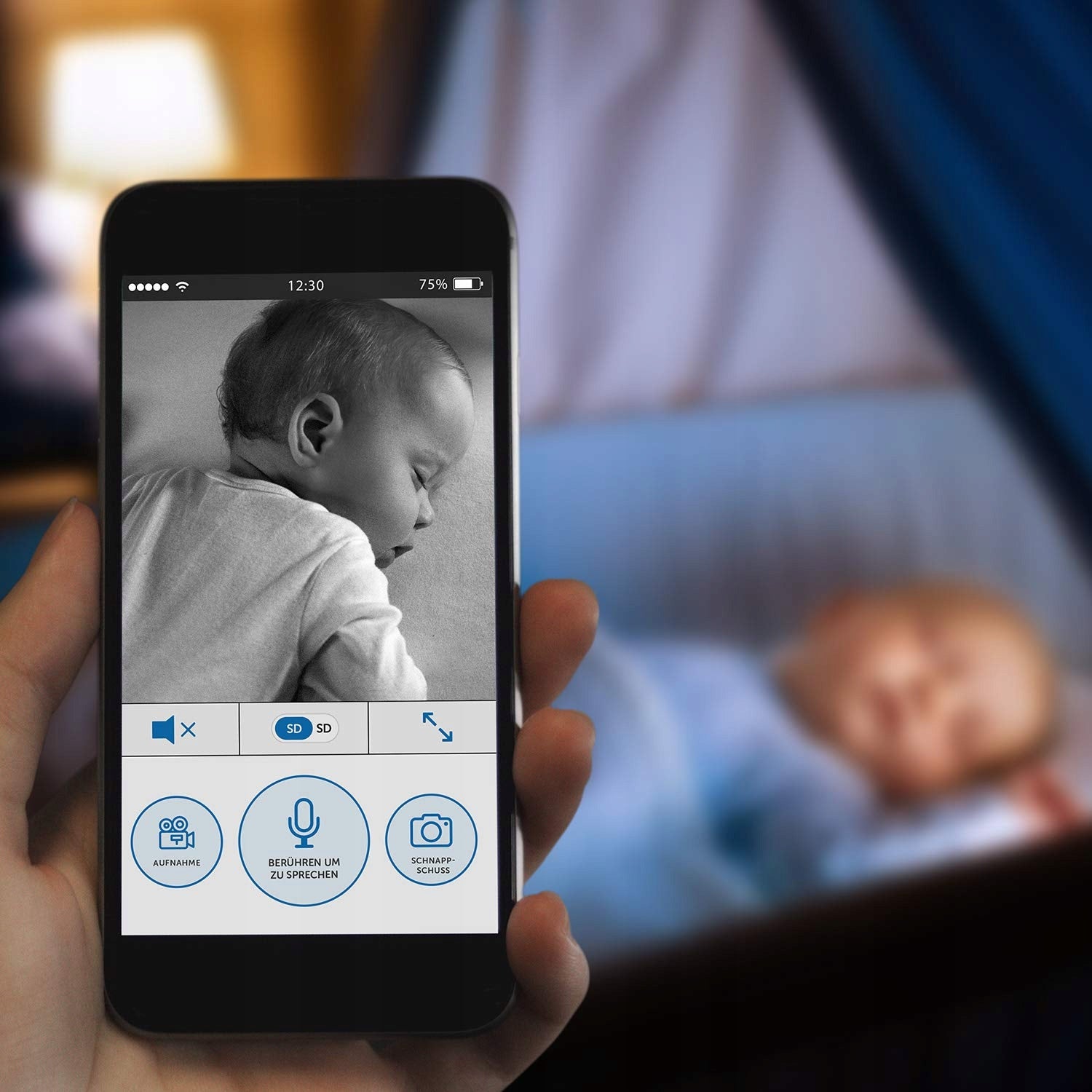 Baby monitor Reer BabyCam white Product weight with unit packaging 1 kg