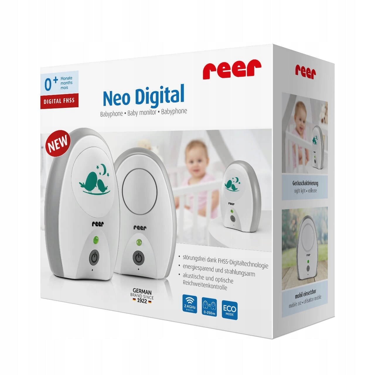 Baby monitor digital audio Reer Neo Digital 250 m, white Packaging status original