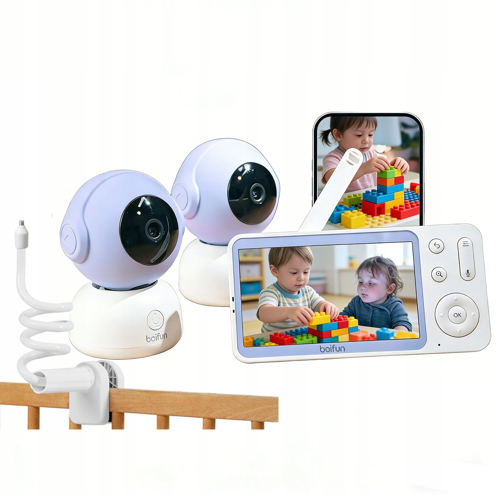 Baby monitor with 2 cameras and control via Zoom app