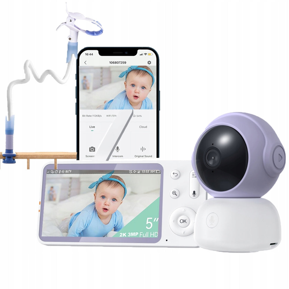 Baby monitor with 2K resolution tilt and zoom rotation function