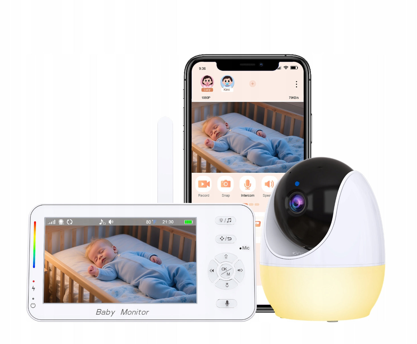 Baby monitor with camera 1080P WiFi app for monitoring Manufacturer code sibairui