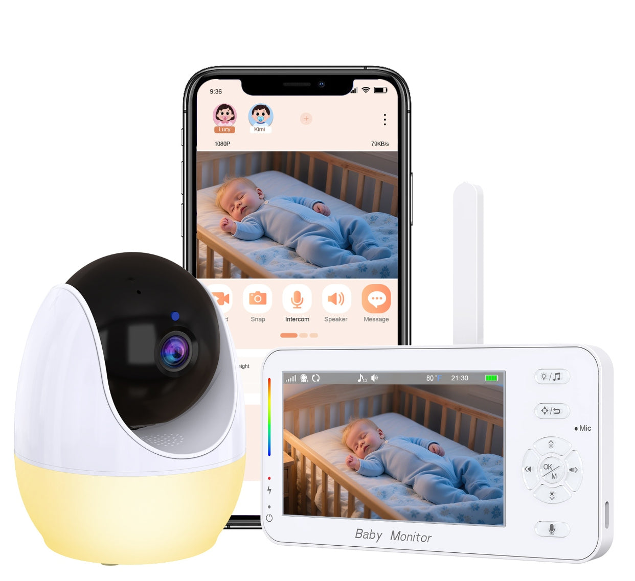 Baby monitor with camera 1080P WiFi app for monitoring Packaging status original